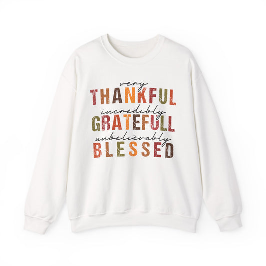 Thankful Grateful Blessed sweatshirt | Fall Thanksgiving crewneck