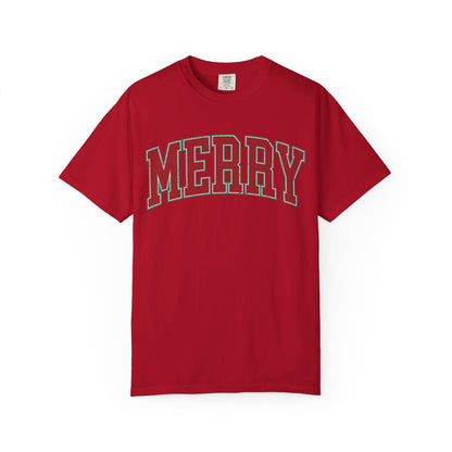 Retro Merry T-shirt | Festive Holiday Tees| Vintage Merry Shirt | Christmas Outfit | Festive Holiday | Christmas Gift