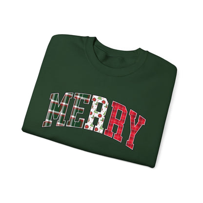 Merry Christmas Sweatshirt | Christmas Family crewneck |  Xmas Gift Idea | Cute Winter Holiday Sweater | Patchwork Merry Christmas