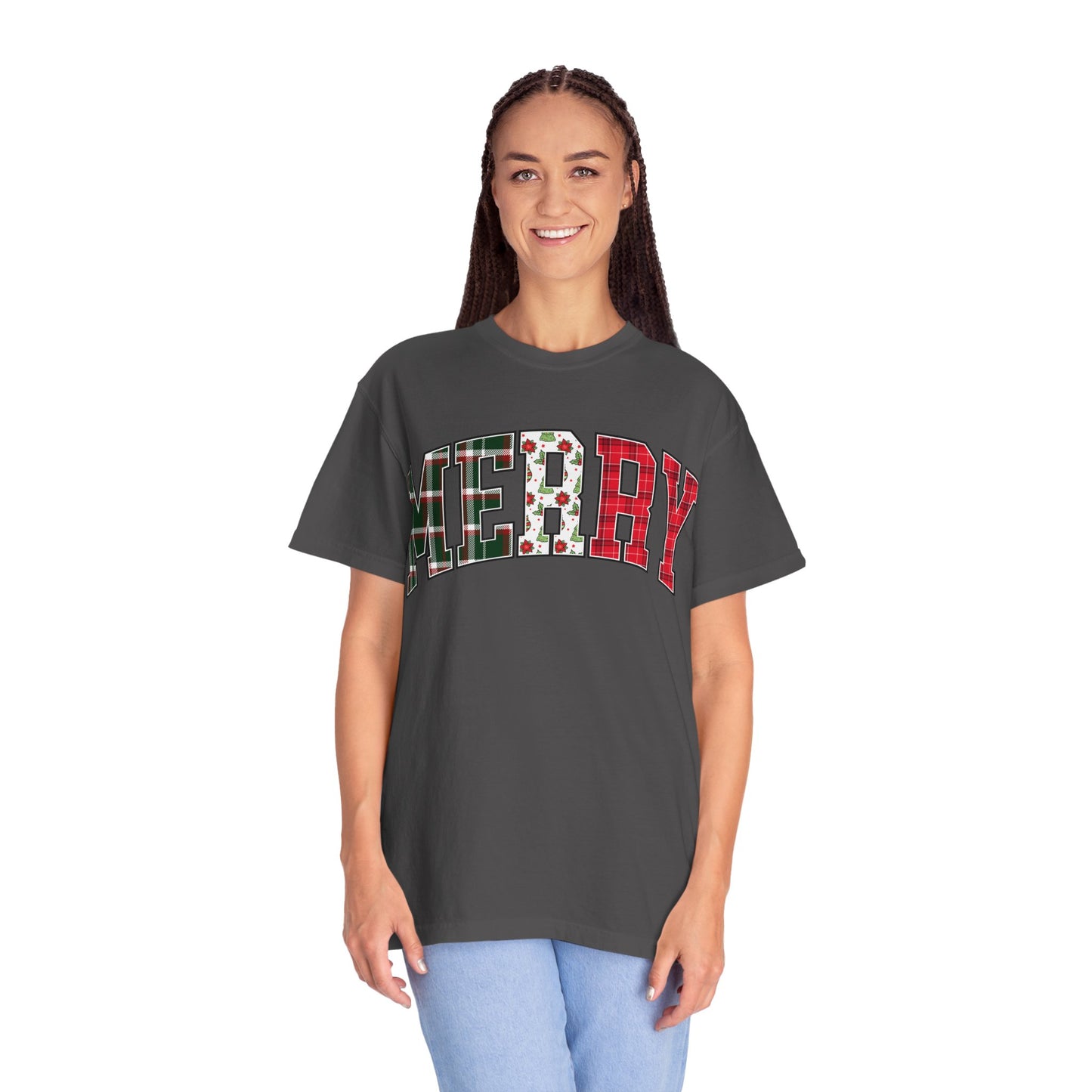 Merry Christmas T-shirt | Xmas Tees |  Xmas Gift Idea | Cute Winter Holiday Outfit | Patchwork Merry Christmas