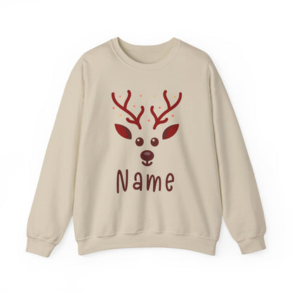 Personalized Kids Christmas Shirt | Girls Reindeer Name Toddler Sweatshirt | Custom Retro Xmas Natural Onesie | Cute Holiday Girls Shirt