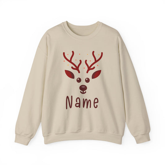 Personalized Kids Christmas Shirt | Girls Reindeer Name Toddler Sweatshirt | Custom Retro Xmas Natural Onesie | Cute Holiday Girls Shirt