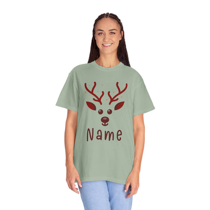 Personalized Kids Christmas Shirt - Girls Reindeer Name Toddler Sweatshirt - Custom Retro Xmas Natural Onesie - Cute Holiday Girls Shirt