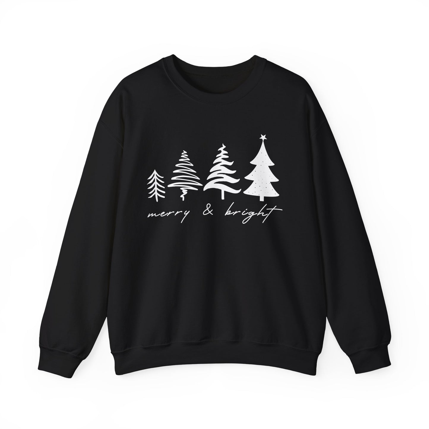 Christmas Trees Sweatshirt |  Merry & Bright Holiday Outfit | Retro Merry Christmas Holiday Gift | Xmas Winter Sweatshirt