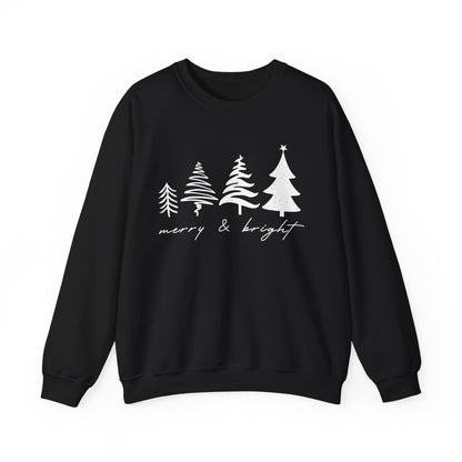 Christmas Trees Sweatshirt |  Merry & Bright Holiday Outfit | Retro Merry Christmas Holiday Gift | Xmas Winter Sweatshirt