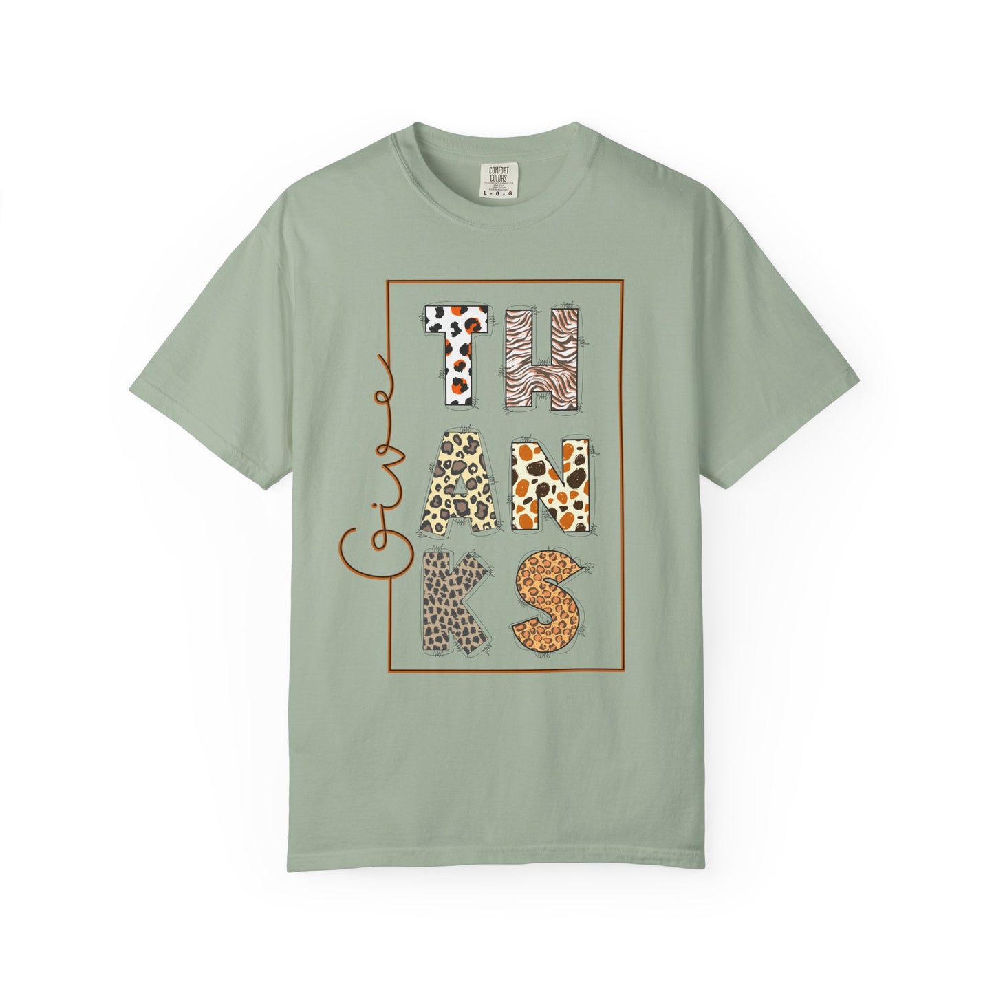 Give Thanks T-shirt | Thanksgiving Leopard Animal Print Letters