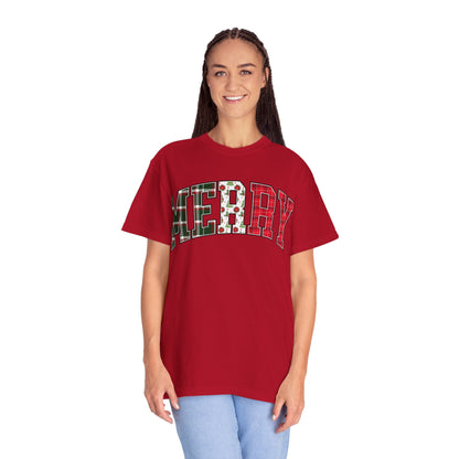 Merry Christmas T-shirt | Xmas Tees |  Xmas Gift Idea | Cute Winter Holiday Outfit | Patchwork Merry Christmas