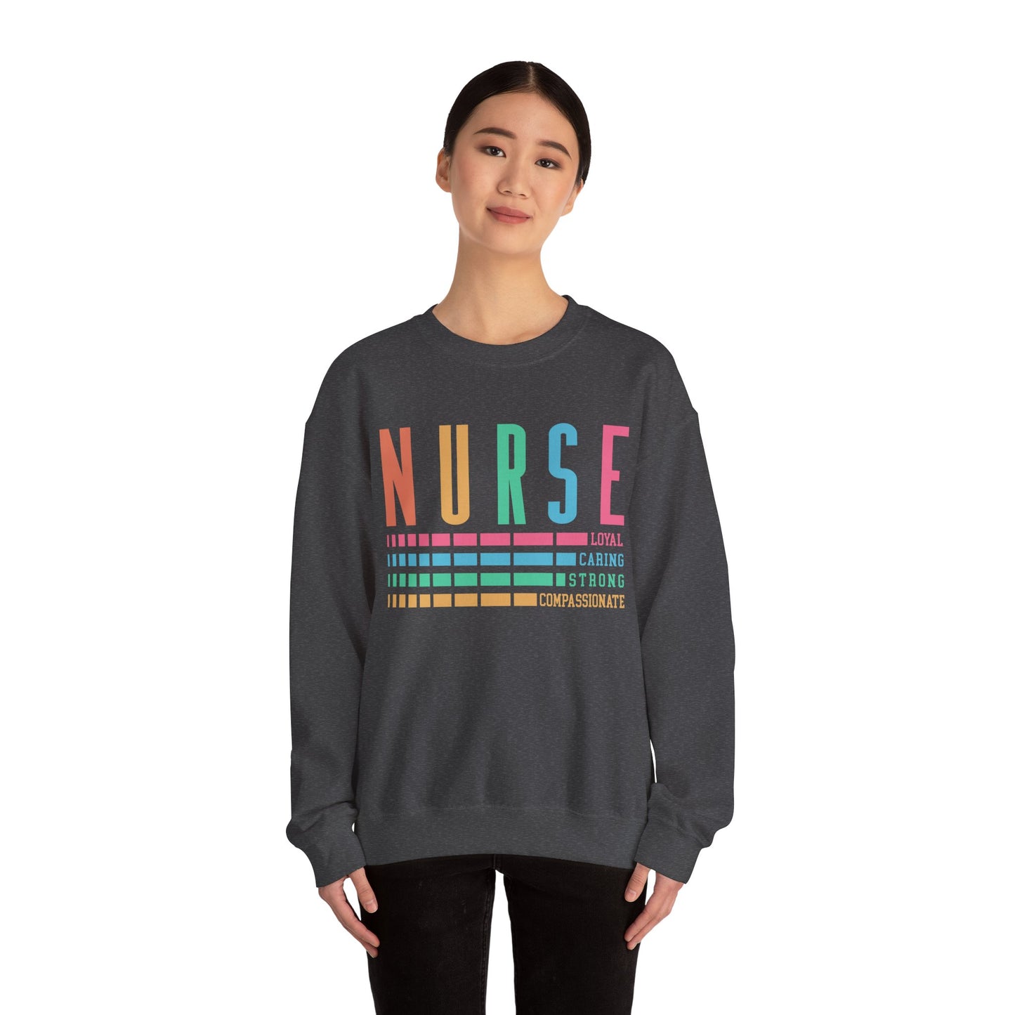 Nurse Caring Loyal Strong Sweatshirt | Funny Nurse Sweater | Nurse Life Top | Cute Nurse Gifts | Registered Nurse GIft Idea