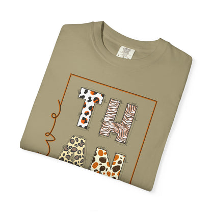 Give Thanks T-shirt | Thanksgiving Leopard Animal Print Letters