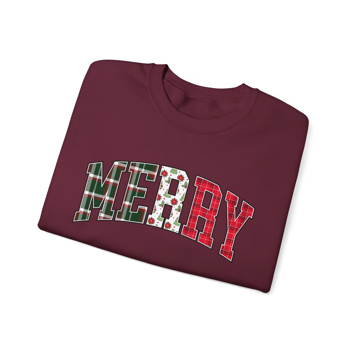 Merry Christmas Sweatshirt | Christmas Family crewneck |  Xmas Gift Idea | Cute Winter Holiday Sweater | Patchwork Merry Christmas