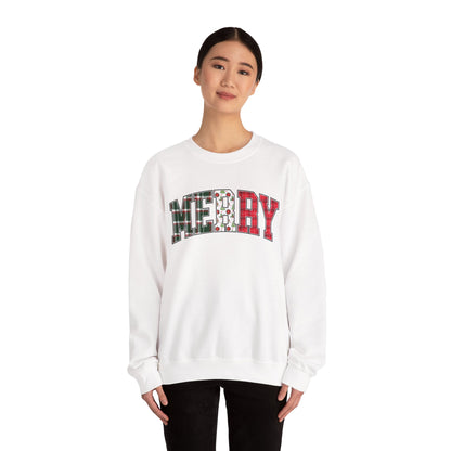 Merry Christmas Sweatshirt | Christmas Family crewneck |  Xmas Gift Idea | Cute Winter Holiday Sweater | Patchwork Merry Christmas