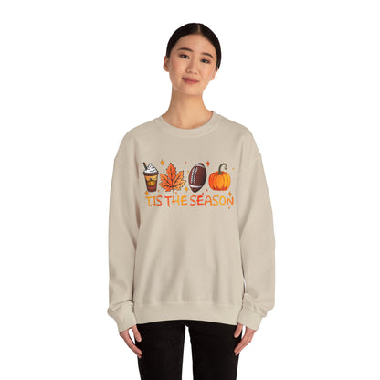 Tis the Season Autumn Icons Sweatshirt | Pumpkin Leaf Coffee Football