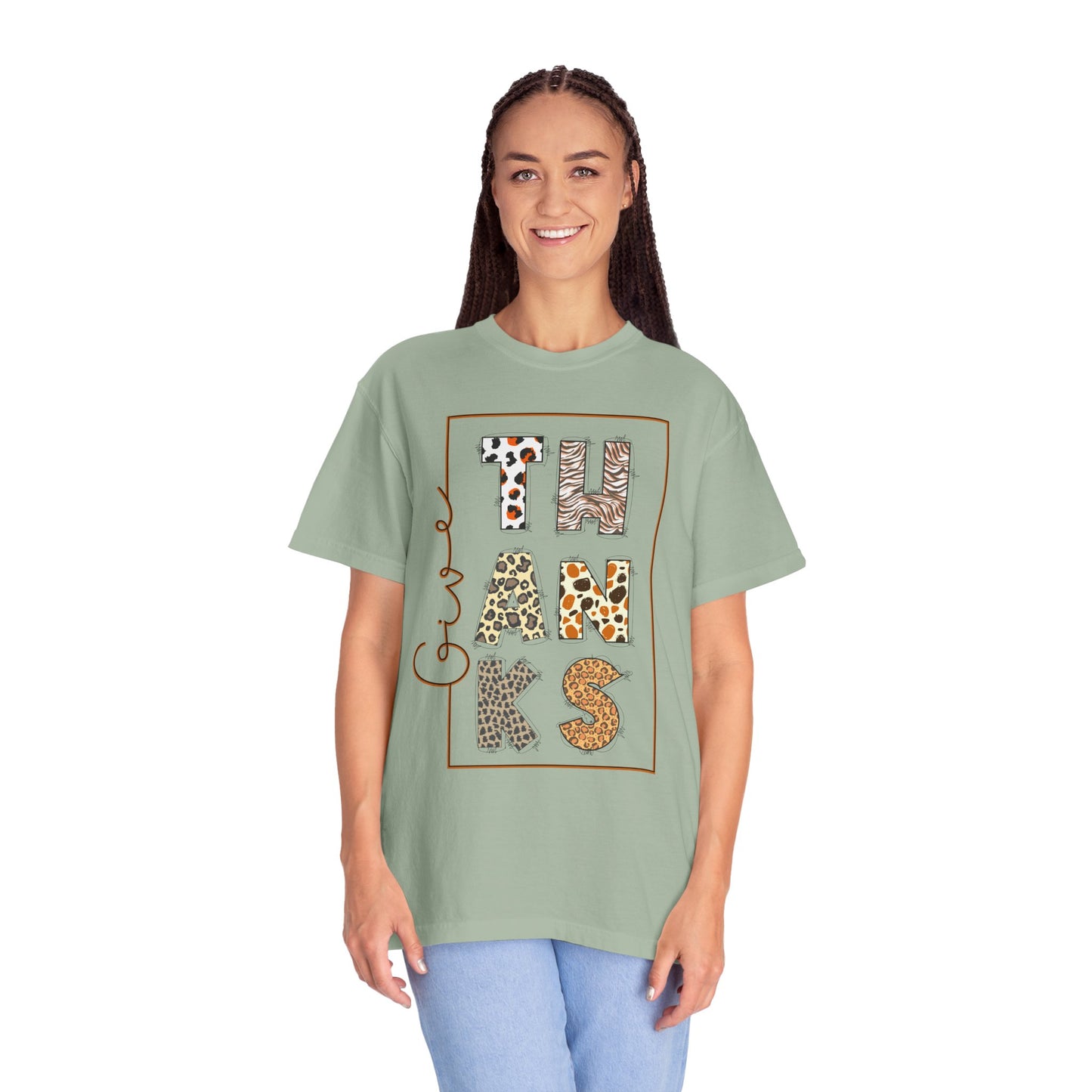 Give Thanks T-shirt | Thanksgiving Leopard Animal Print Letters