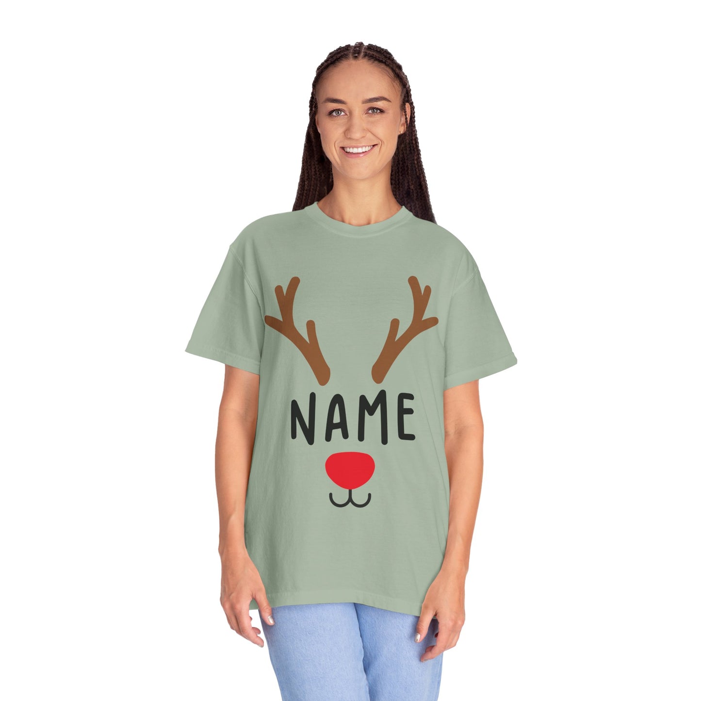 Matching Christmas Kids Shirts | Cute Custom Name Reindeer Graphic Sweatshirt for Family | Funny Customizable Family Christmas Shirts