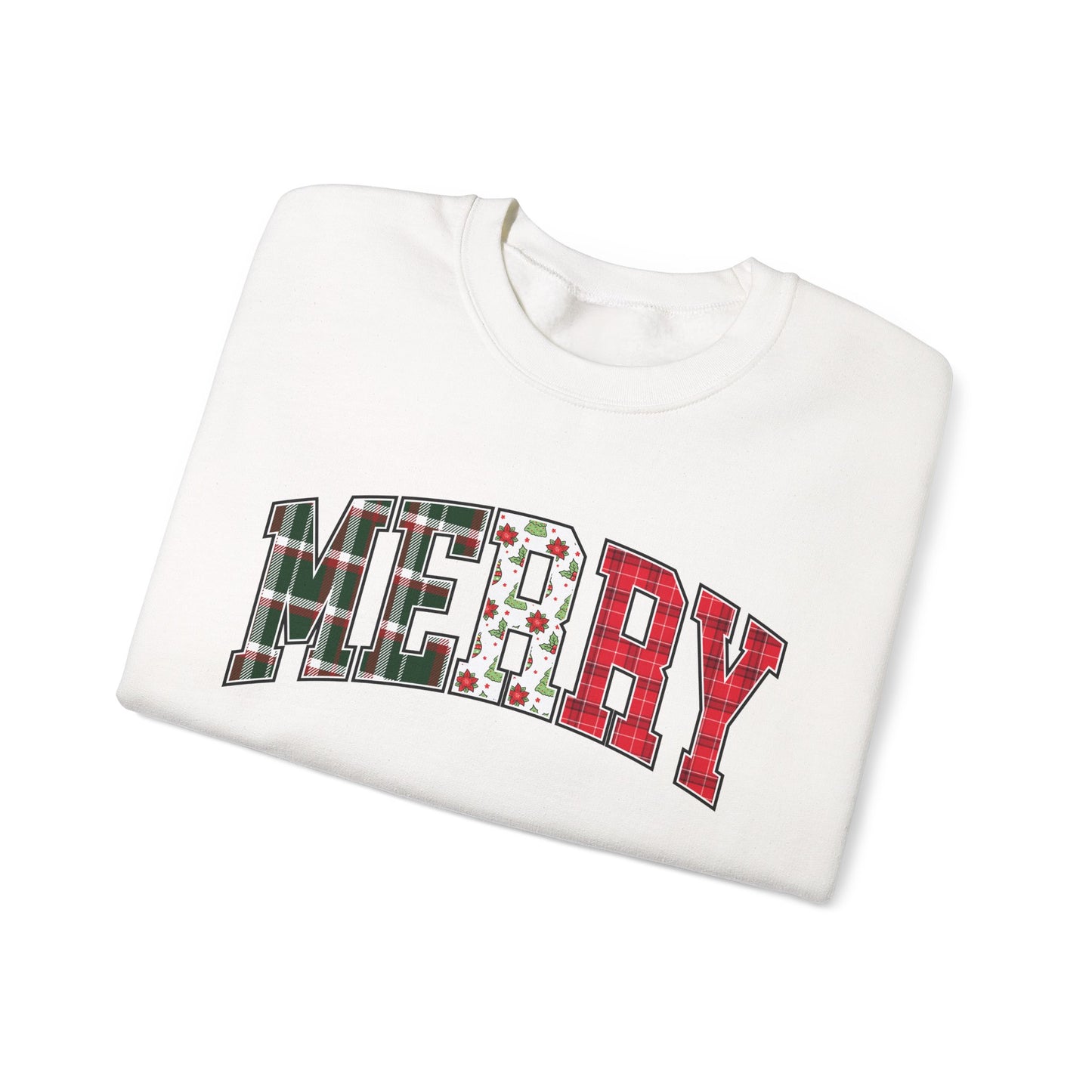 Merry Christmas Sweatshirt | Christmas Family crewneck |  Xmas Gift Idea | Cute Winter Holiday Sweater | Patchwork Merry Christmas