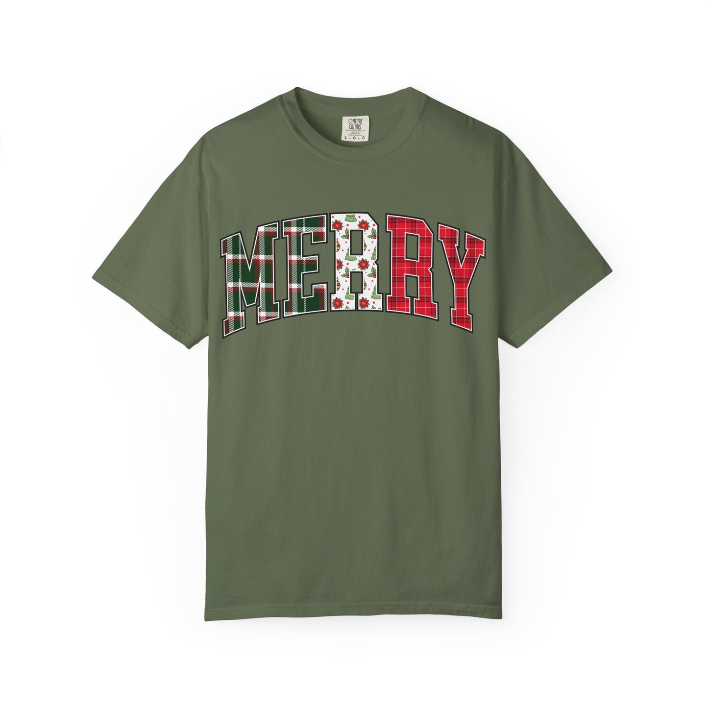 Merry Christmas T-shirt | Xmas Tees |  Xmas Gift Idea | Cute Winter Holiday Outfit | Patchwork Merry Christmas
