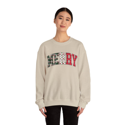 Merry Christmas Sweatshirt | Christmas Family crewneck |  Xmas Gift Idea | Cute Winter Holiday Sweater | Patchwork Merry Christmas