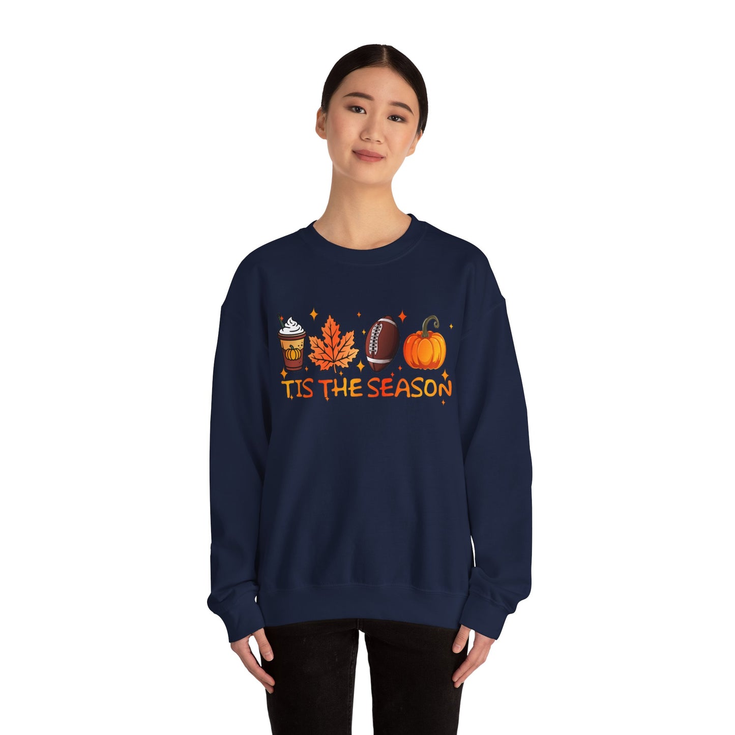 Tis the Season Autumn Icons Sweatshirt | Pumpkin Leaf Coffee Football