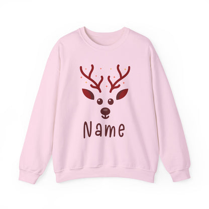 Personalized Kids Christmas Shirt | Girls Reindeer Name Toddler Sweatshirt | Custom Retro Xmas Natural Onesie | Cute Holiday Girls Shirt