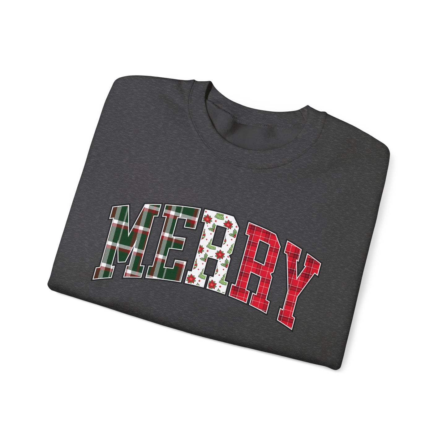 Merry Christmas Sweatshirt | Christmas Family crewneck |  Xmas Gift Idea | Cute Winter Holiday Sweater | Patchwork Merry Christmas