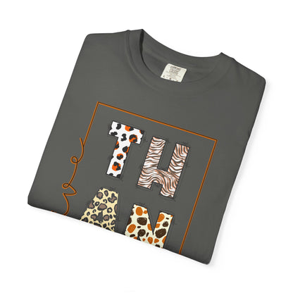 Give Thanks T-shirt | Thanksgiving Leopard Animal Print Letters