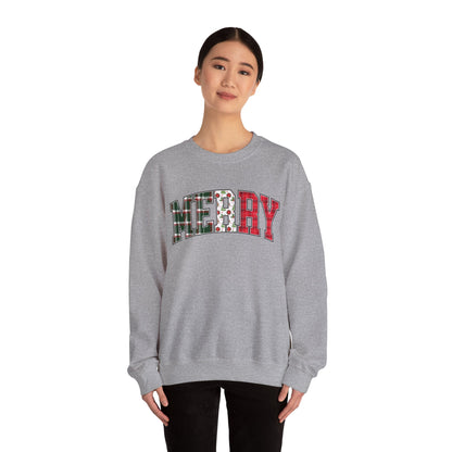 Merry Christmas Sweatshirt | Christmas Family crewneck |  Xmas Gift Idea | Cute Winter Holiday Sweater | Patchwork Merry Christmas