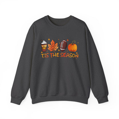 Tis the Season Autumn Icons Sweatshirt | Pumpkin Leaf Coffee Football
