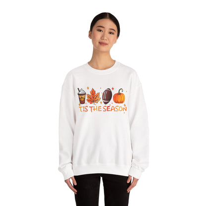 Tis the Season Autumn Icons Sweatshirt | Pumpkin Leaf Coffee Football