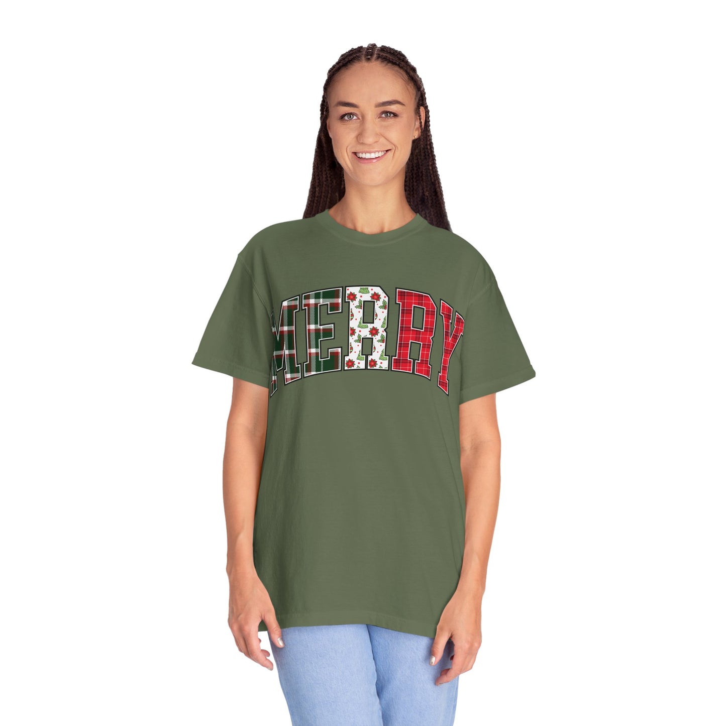 Merry Christmas T-shirt | Xmas Tees |  Xmas Gift Idea | Cute Winter Holiday Outfit | Patchwork Merry Christmas