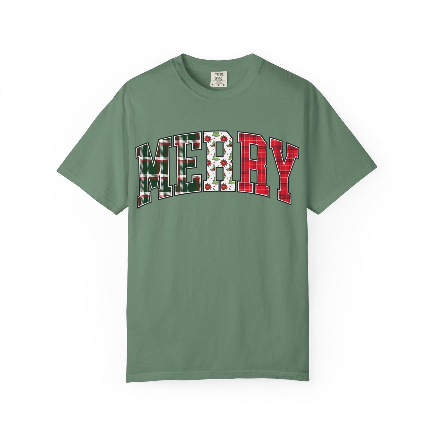 Merry Christmas T-shirt | Xmas Tees |  Xmas Gift Idea | Cute Winter Holiday Outfit | Patchwork Merry Christmas