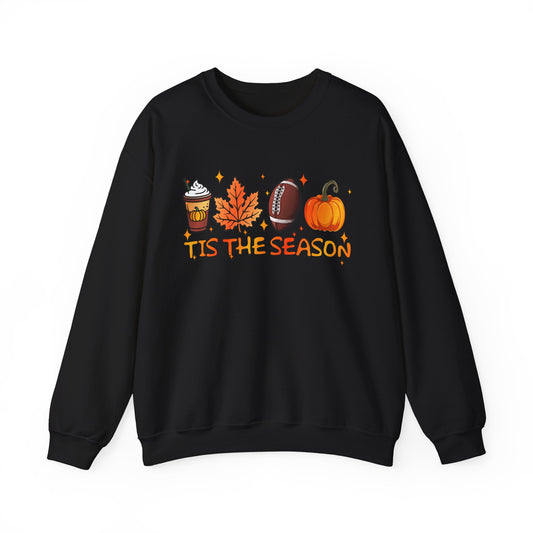 Tis the Season Autumn Icons Sweatshirt | Pumpkin Leaf Coffee Football