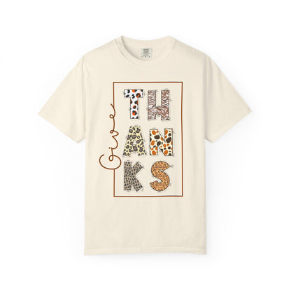 Give Thanks T-shirt | Thanksgiving Leopard Animal Print Letters