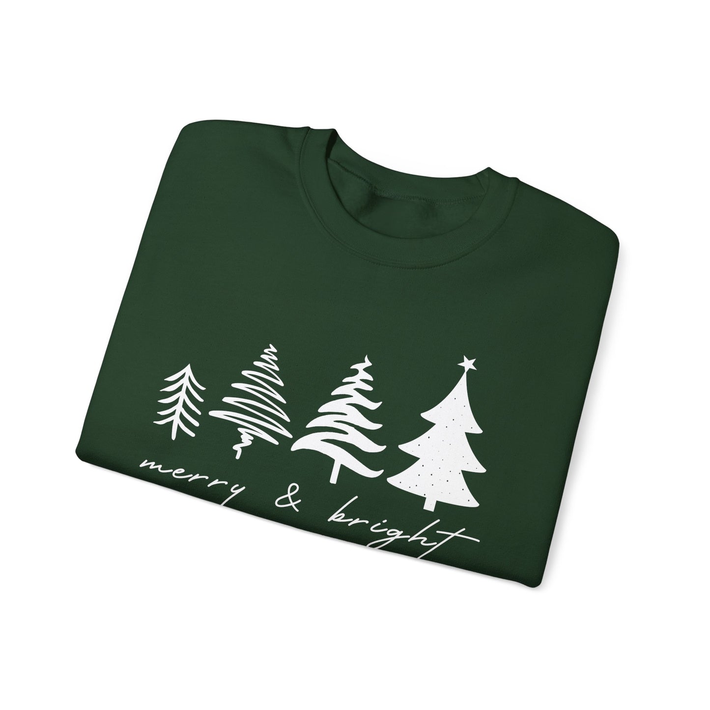 Christmas Trees Sweatshirt |  Merry & Bright Holiday Outfit | Retro Merry Christmas Holiday Gift | Xmas Winter Sweatshirt