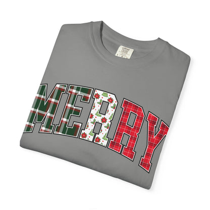 Merry Christmas T-shirt | Xmas Tees |  Xmas Gift Idea | Cute Winter Holiday Outfit | Patchwork Merry Christmas