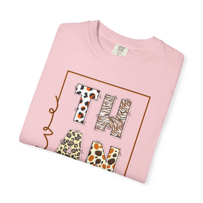 Give Thanks T-shirt | Thanksgiving Leopard Animal Print Letters