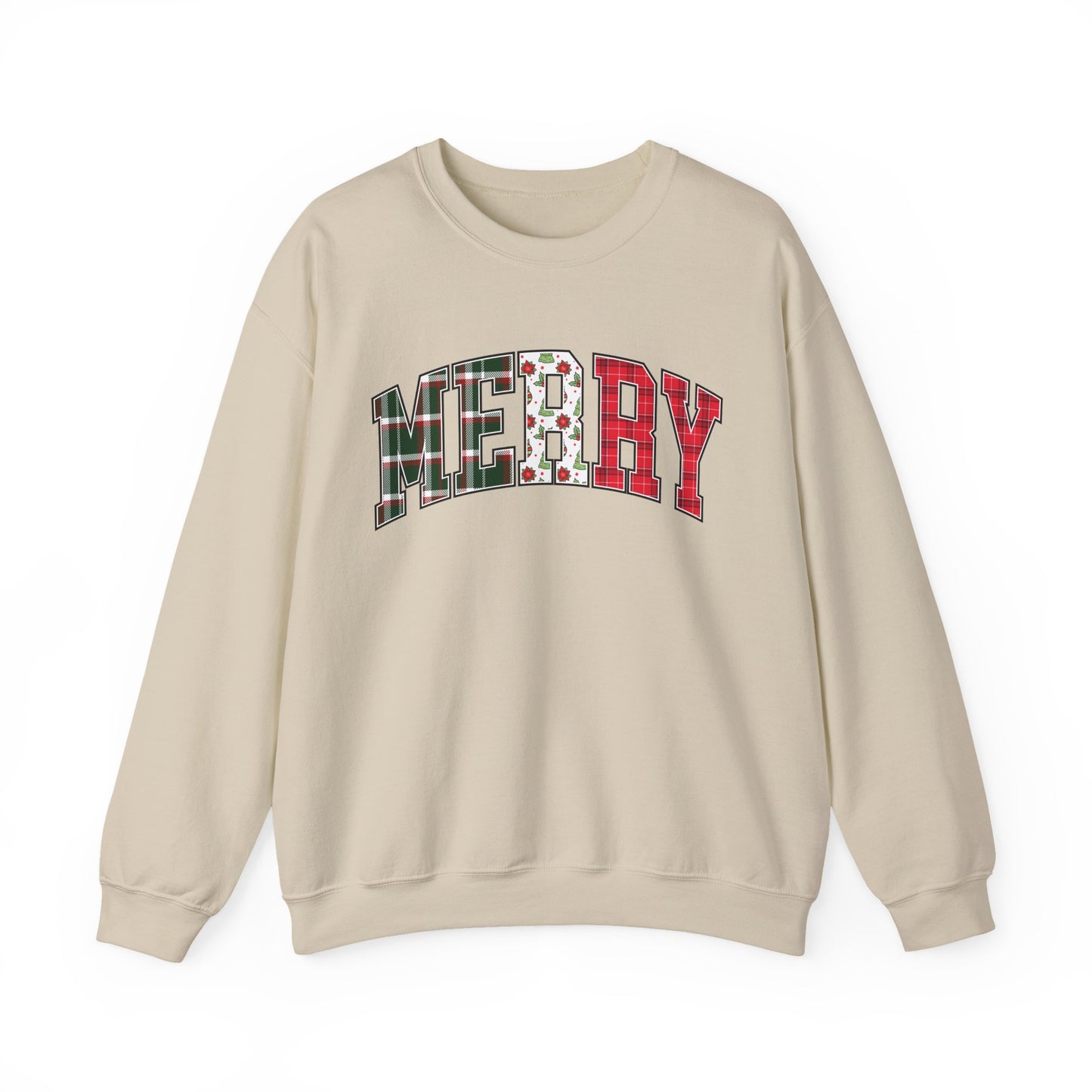 Merry Christmas Sweatshirt | Christmas Family crewneck |  Xmas Gift Idea | Cute Winter Holiday Sweater | Patchwork Merry Christmas