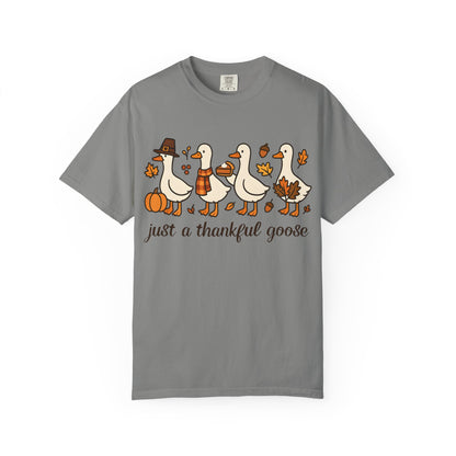 Thankful Goose Illustration T-shirt | Thanksgiving Fall Ducks Pumpkins Leaves