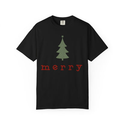 Retro Merry T-shirt | Merry Christmas Tees | Festive Holiday Outfit | Gift for Women | Christmas Minimalist T-shirt
