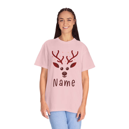 Personalized Kids Christmas Shirt - Girls Reindeer Name Toddler Sweatshirt - Custom Retro Xmas Natural Onesie - Cute Holiday Girls Shirt