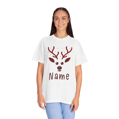Personalized Kids Christmas Shirt - Girls Reindeer Name Toddler Sweatshirt - Custom Retro Xmas Natural Onesie - Cute Holiday Girls Shirt