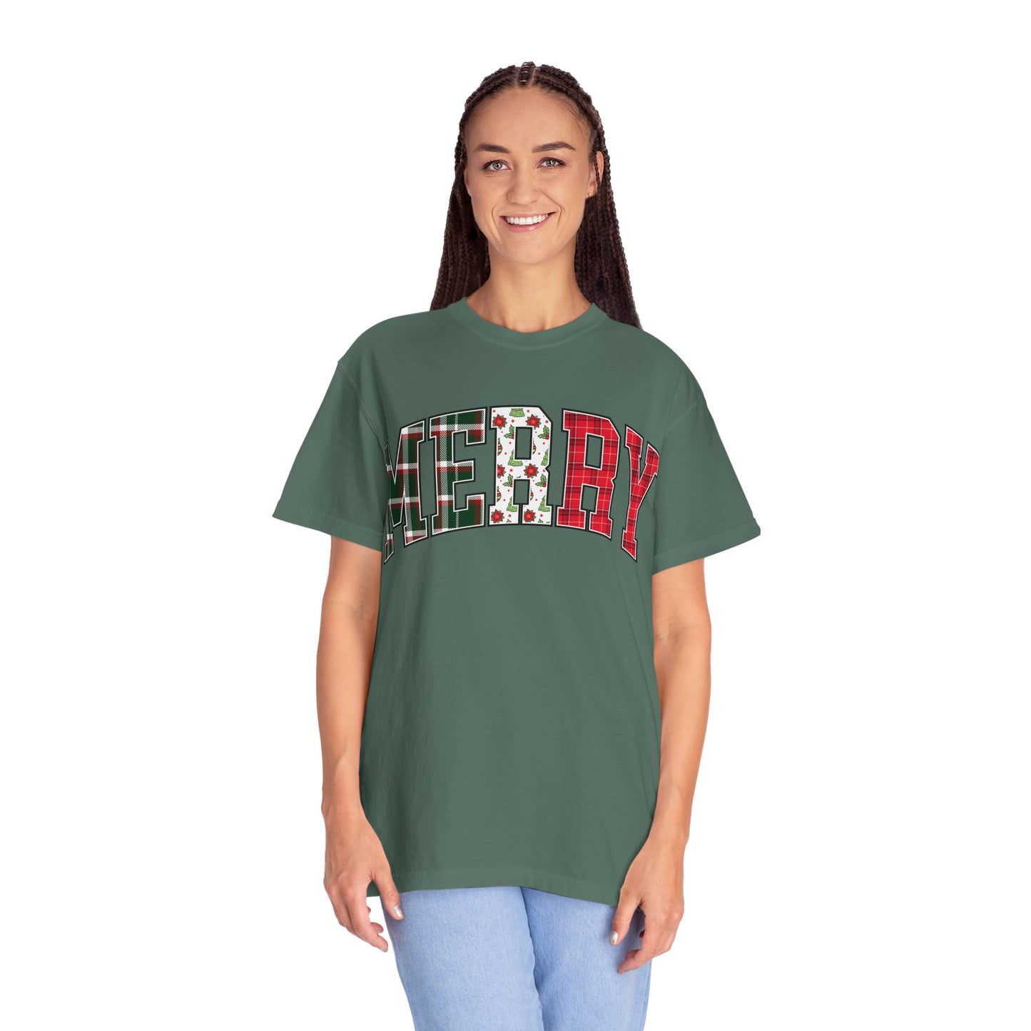 Merry Christmas T-shirt | Xmas Tees |  Xmas Gift Idea | Cute Winter Holiday Outfit | Patchwork Merry Christmas