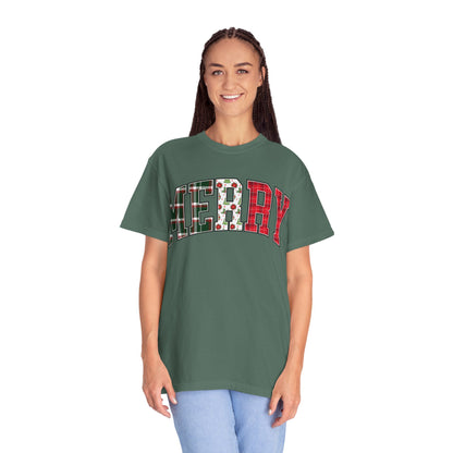 Merry Christmas T-shirt | Xmas Tees |  Xmas Gift Idea | Cute Winter Holiday Outfit | Patchwork Merry Christmas