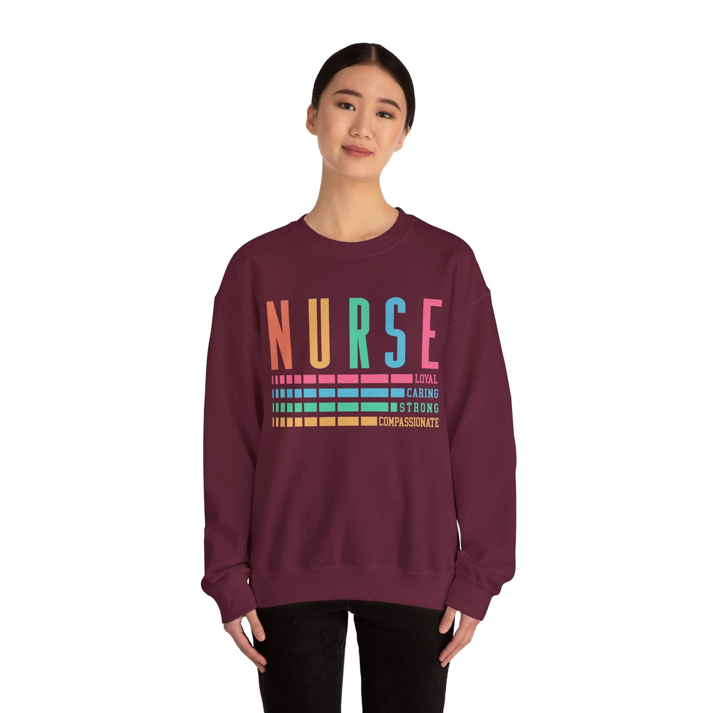 Nurse Caring Loyal Strong Sweatshirt | Funny Nurse Sweater | Nurse Life Top | Cute Nurse Gifts | Registered Nurse GIft Idea