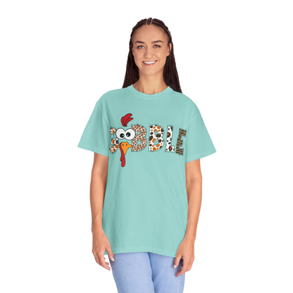 Gobble Turkey Graphic T-shirt | Thanksgiving Turkey Shirt, Leopard Print Letters