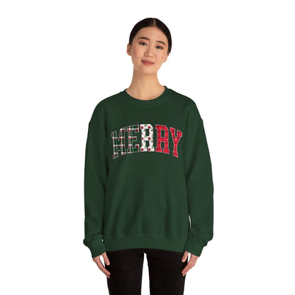 Merry Christmas Sweatshirt | Christmas Family crewneck |  Xmas Gift Idea | Cute Winter Holiday Sweater | Patchwork Merry Christmas