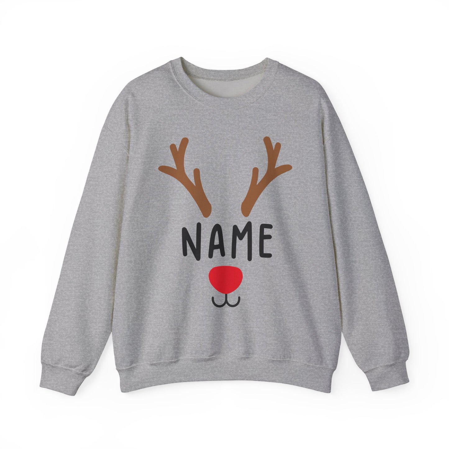 Matching Christmas Kids Shirts | Cute Custom Name Reindeer Graphic Sweatshirt for Family | Funny Customizable Family Christmas Shirts