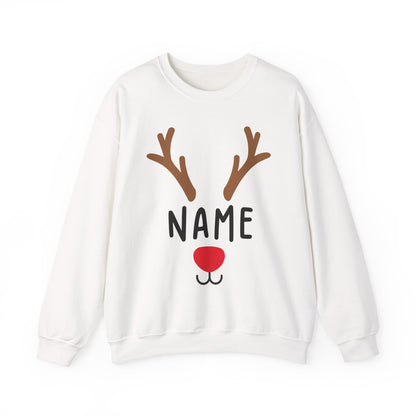 Matching Christmas Kids Shirts | Cute Custom Name Reindeer Graphic Sweatshirt for Family | Funny Customizable Family Christmas Shirts