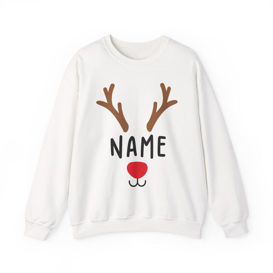 Matching Christmas Kids Shirts | Cute Custom Name Reindeer Graphic Sweatshirt for Family | Funny Customizable Family Christmas Shirts
