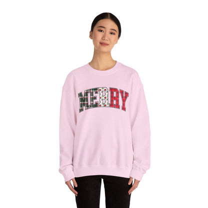 Merry Christmas Sweatshirt | Christmas Family crewneck |  Xmas Gift Idea | Cute Winter Holiday Sweater | Patchwork Merry Christmas