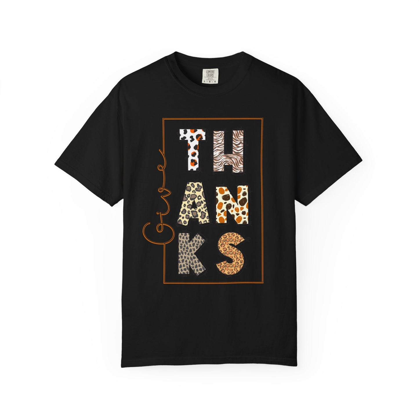 Give Thanks T-shirt | Thanksgiving Leopard Animal Print Letters